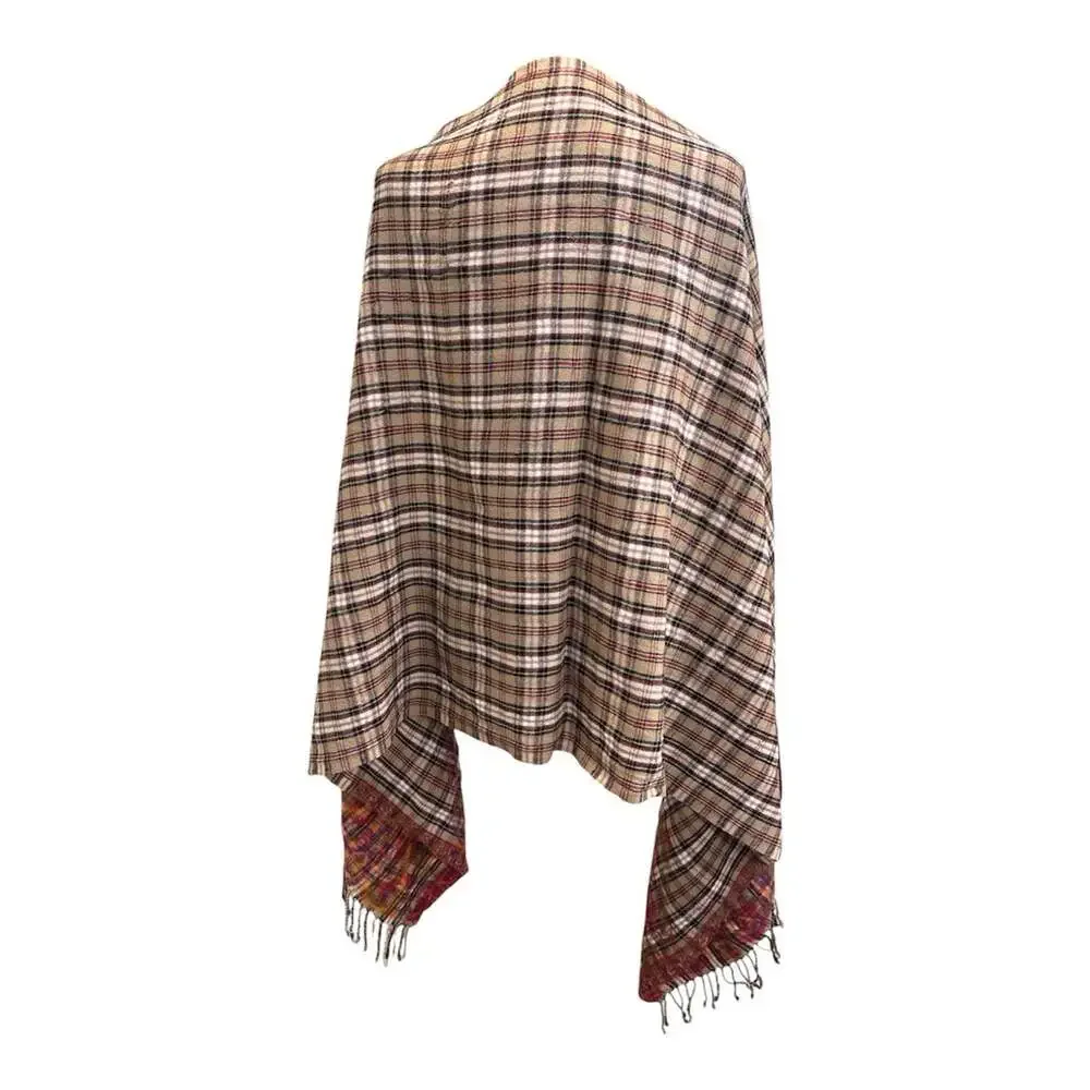 Premiere Pashmina 100 % Wool Plaid Scarf  Multicolor 27”W X 73”L